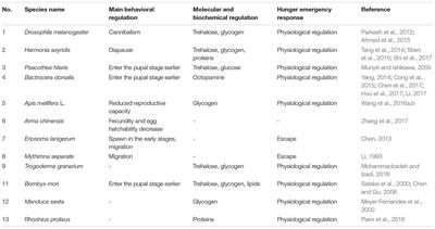 Insect Behavior and Physiological Adaptation Mechanisms Under Starvation Stress